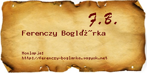 Ferenczy Boglárka névjegykártya